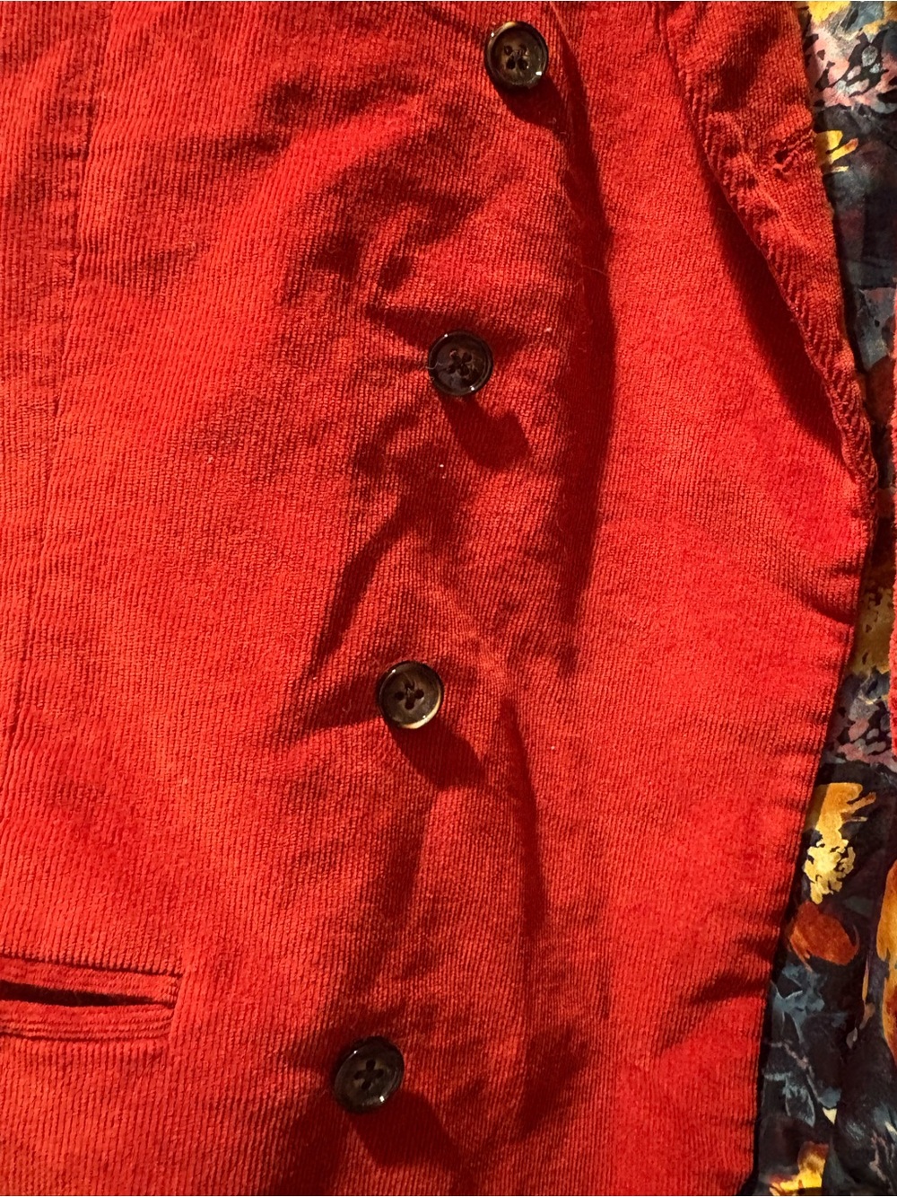 Murano Multicolor Floral Lined Vest with Button Detail - Picture 5 of 7